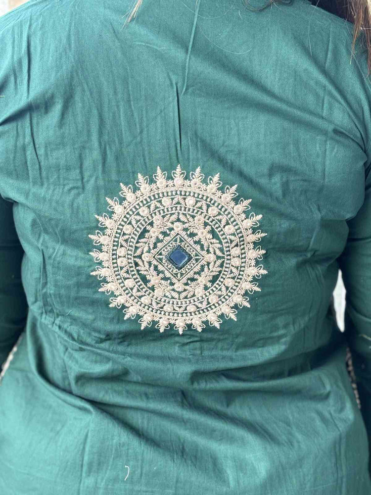 cambric-cotton-a-line-suit-set-with-embroidered-pockets-back-bottle-green-4