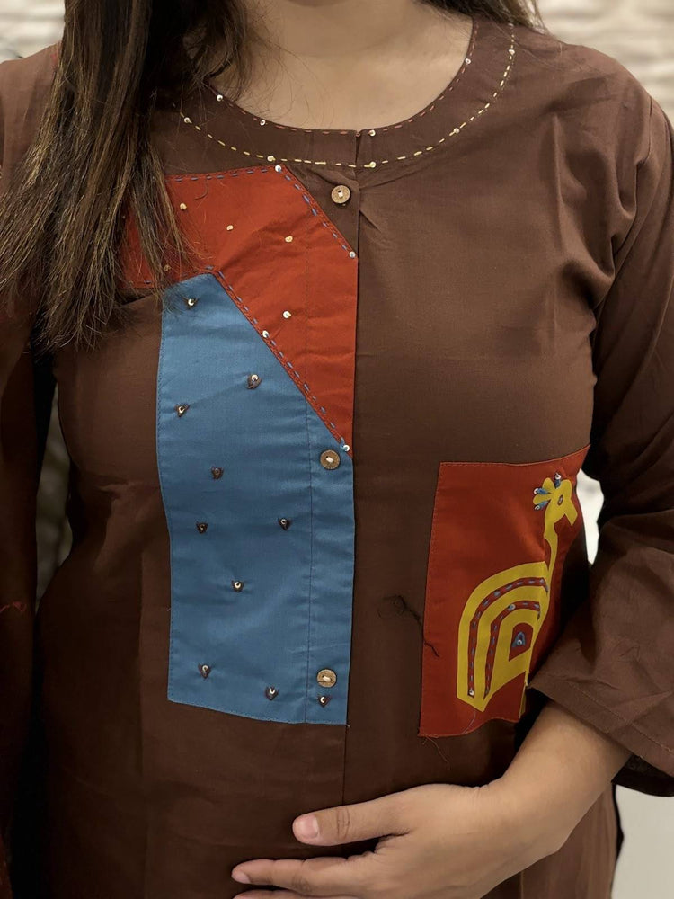 cambric-cotton-applique-work-suit-set-with-block-print-mul-cotton-dupatta-brown-2