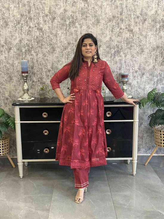 chanderi-block-print-pant-set-with-separate-cotton-inner-maroon-1