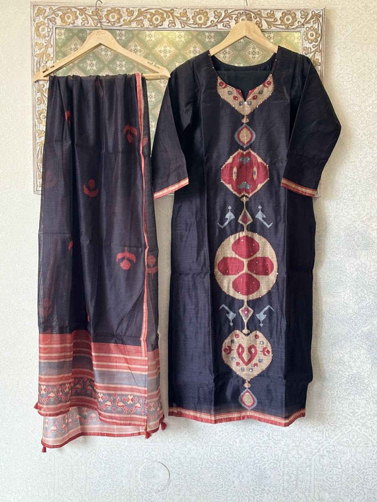 chanderi-digital-print-suit-set-with-katha-work-detailing-paired-with-chanderi-dupatta-black-1