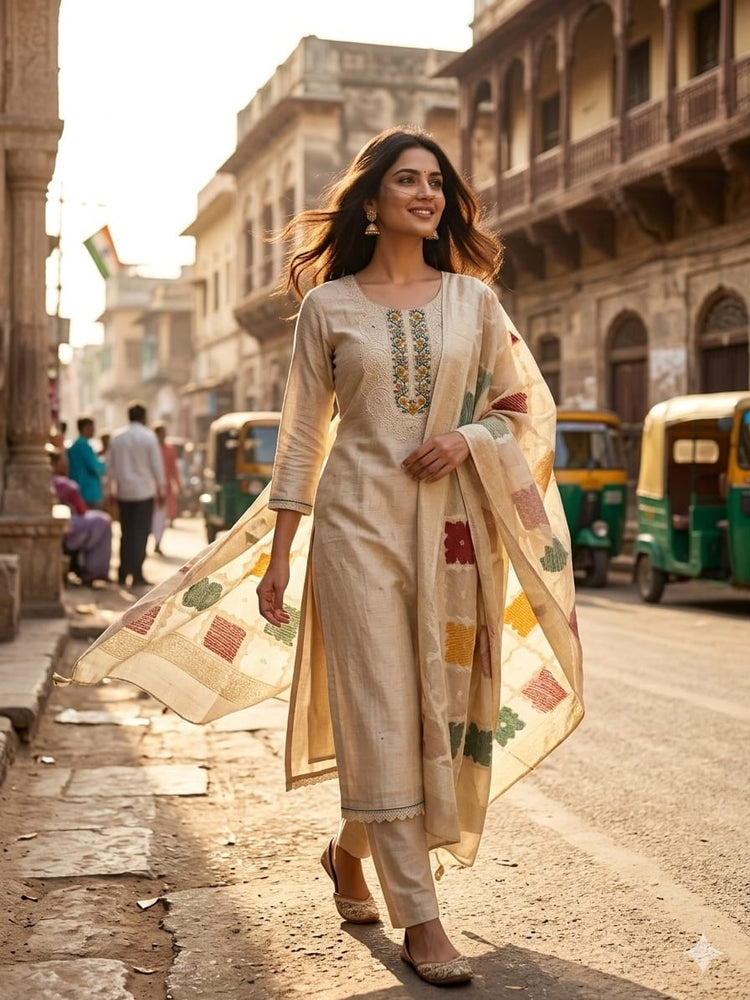 chanderi-embroidered-straight-fit-suit-set-with-cotton-lining-paired-with-jamdani-dupatta-beige-1