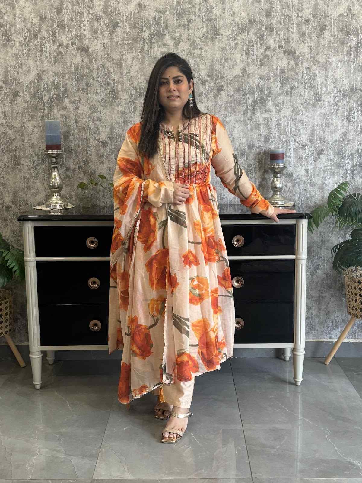 chanderi-floral-print-embroidered-suit-set-with-cotton-lining-beige-and-orange-1