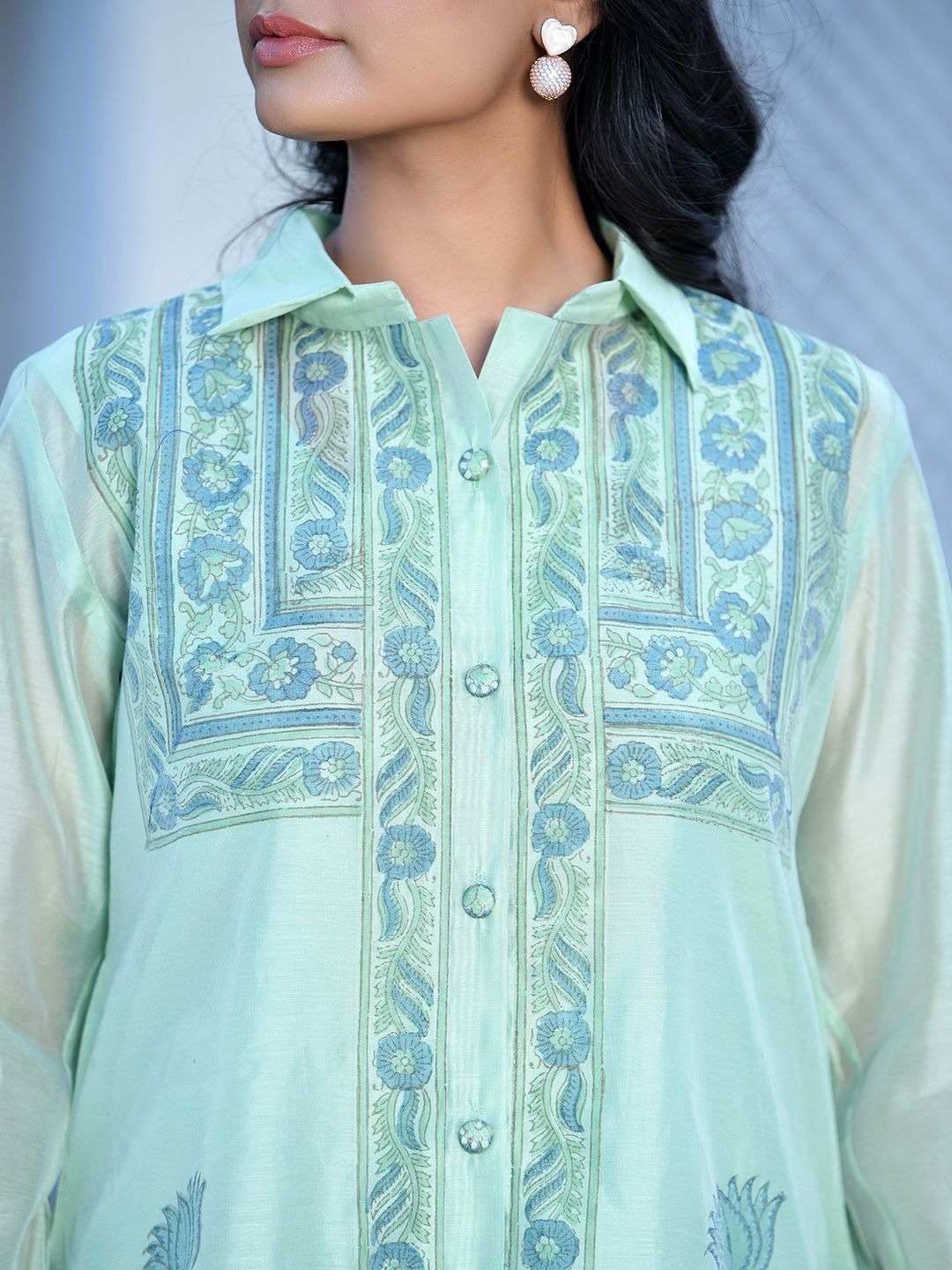 chanderi-hand-block-print-co-ord-set-with-separate-inner-green-2
