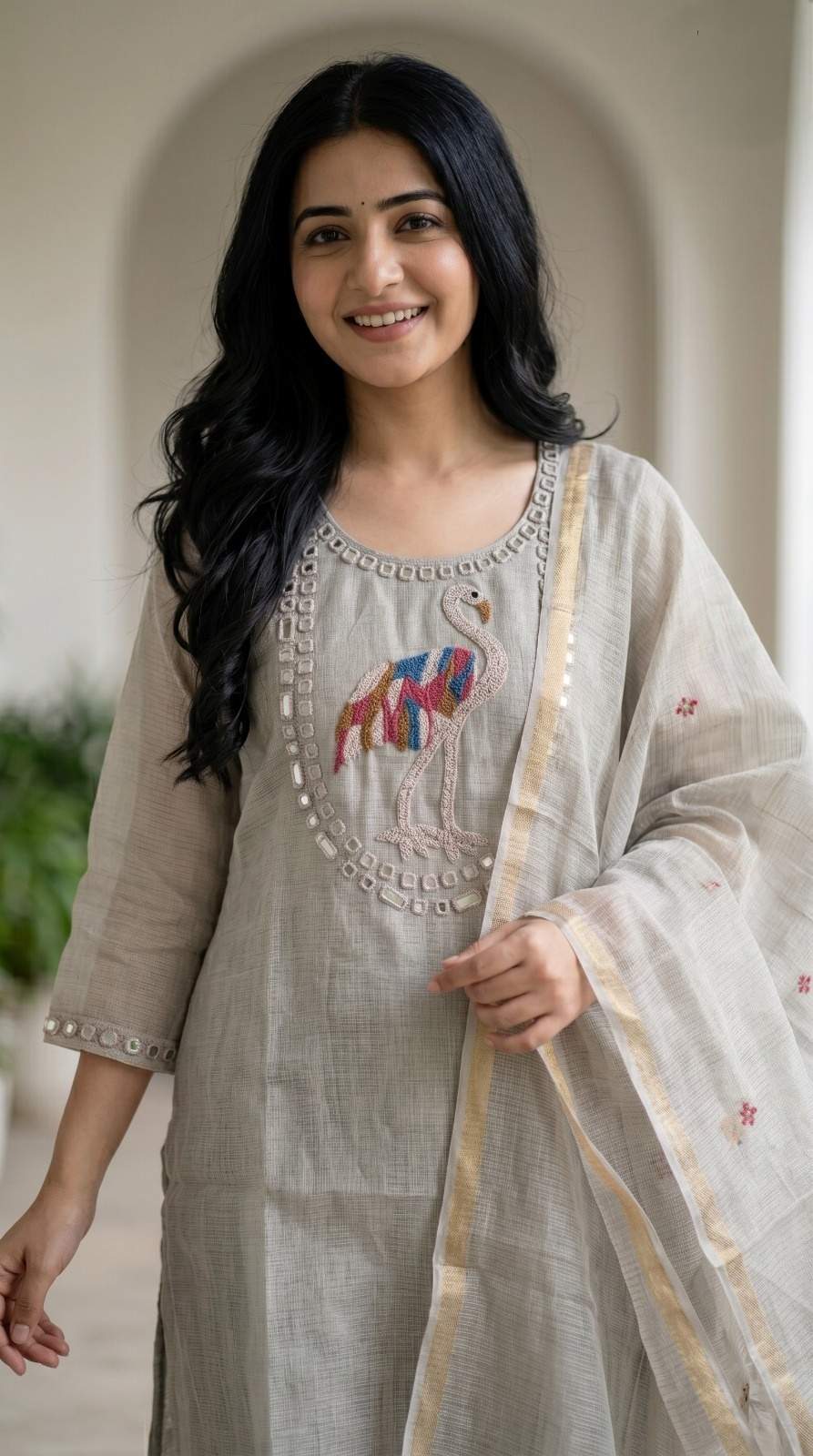 chanderi-kota-check-straight-fit-hand-embroidered-suit-set-with-lining-grey-2