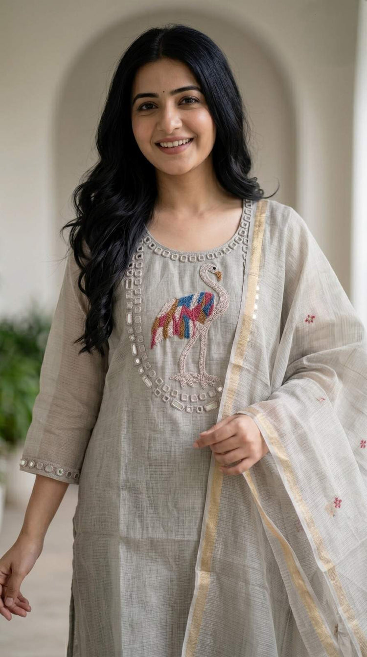 chanderi-kota-check-straight-fit-hand-embroidered-suit-set-with-lining-grey-2