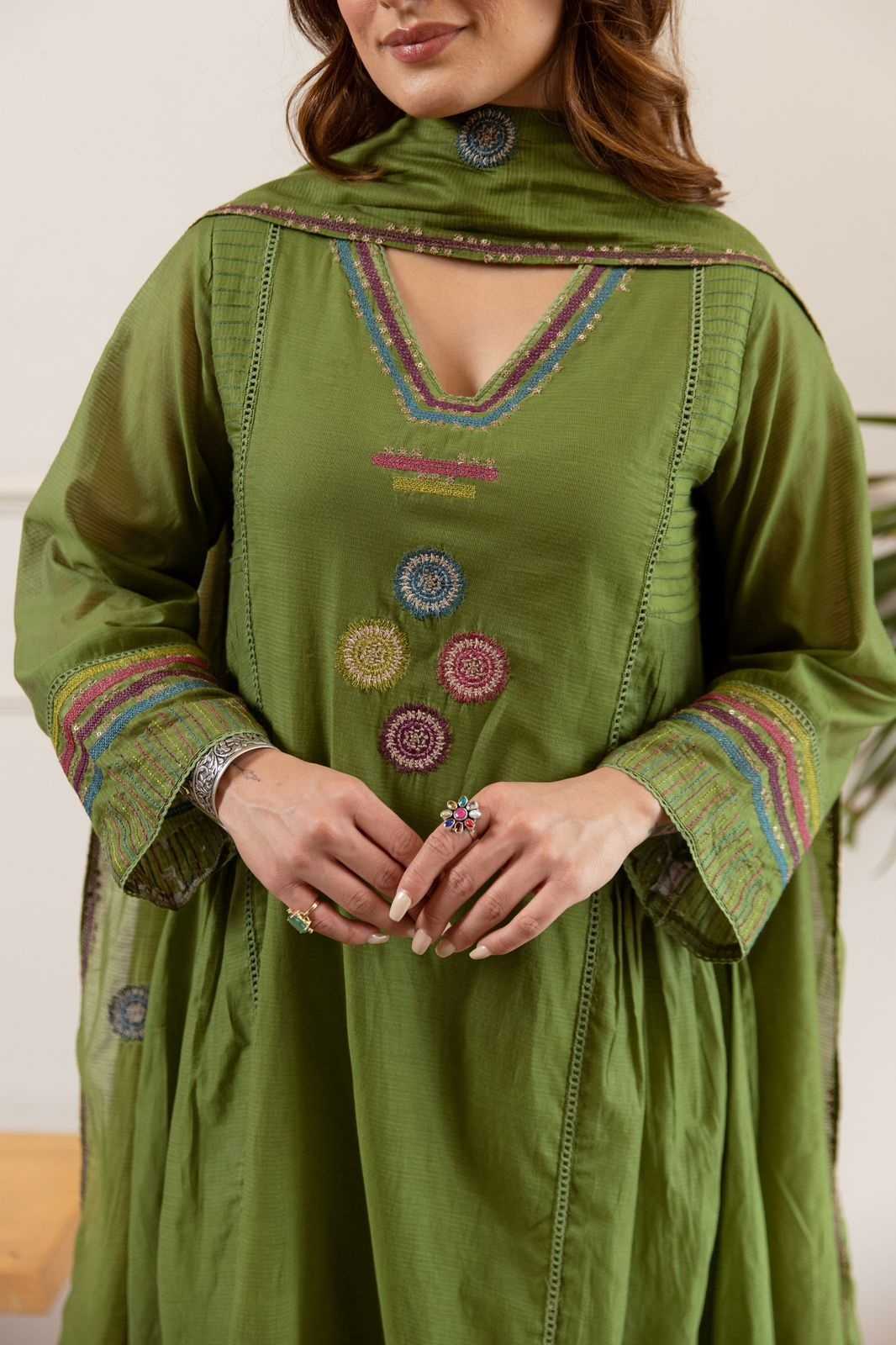 chanderi-net-embroidered-a-line-suit-with-gathers-mehendi-green-2
