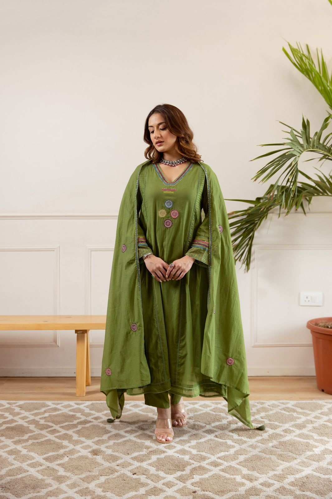 chanderi-net-embroidered-a-line-suit-with-gathers-mehendi-green-3