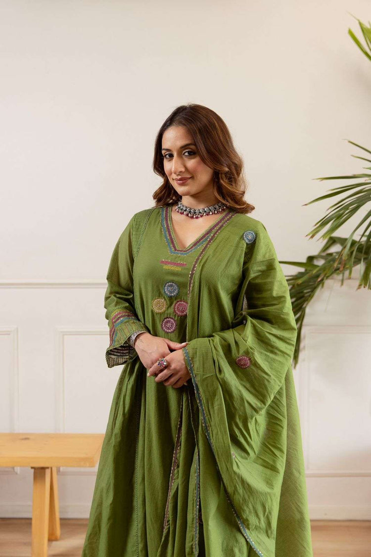 chanderi-net-embroidered-a-line-suit-with-gathers-mehendi-green-4