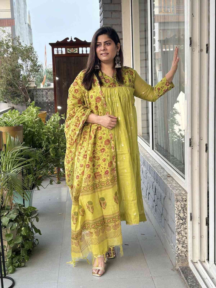 chanderi-patch-work-zari-embroidered-a-line-suit-set-green-1
