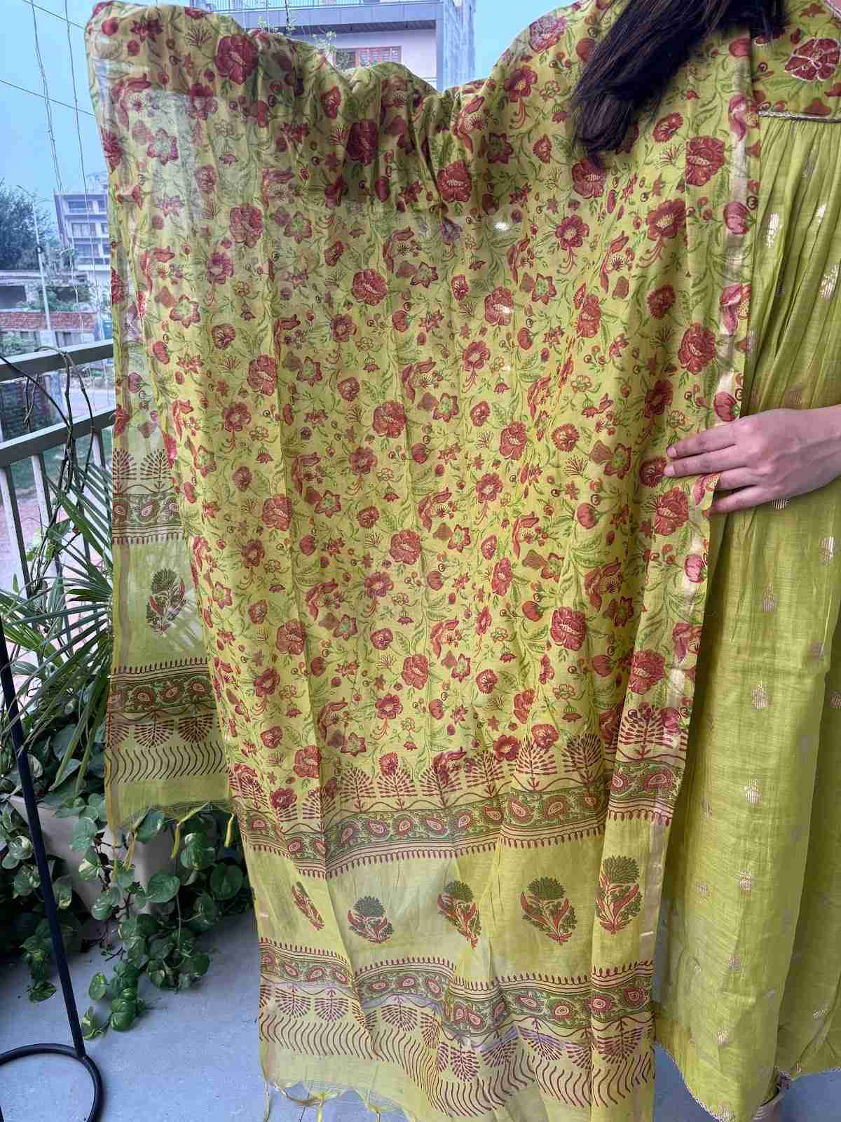 chanderi-patch-work-zari-embroidered-a-line-suit-set-green-3