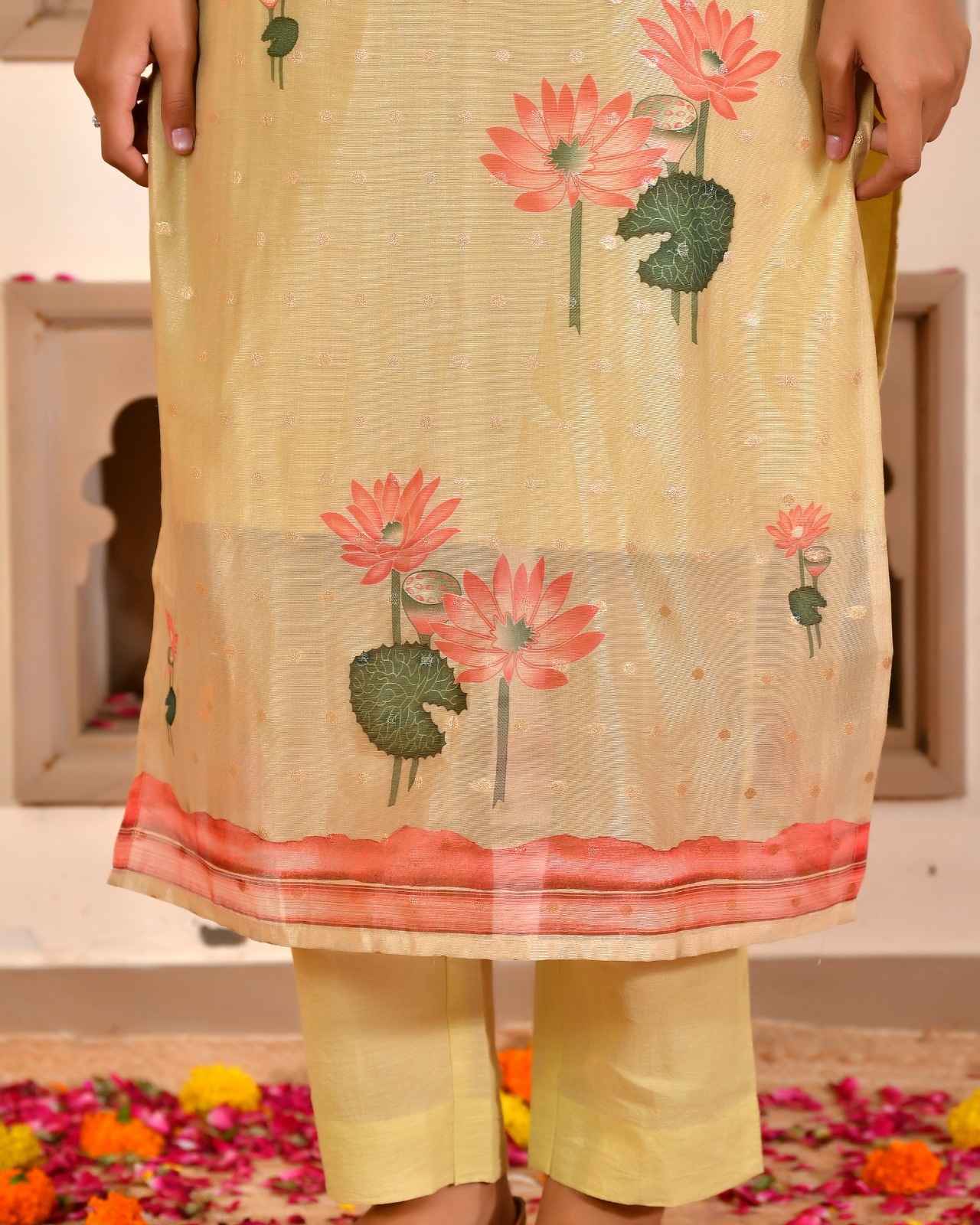 chanderi-pichwai-print-embroidered-straight-fit-suit-set-with-cotton-lining-patel-yellow-4