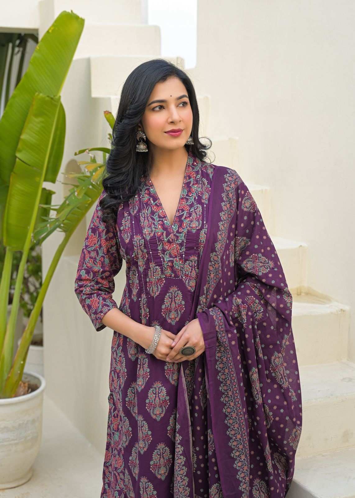 cotton-a-line-suit-set-with-pannel-printing-purple-2