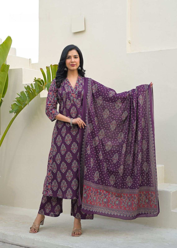 cotton-a-line-suit-set-with-pannel-printing-purple-4