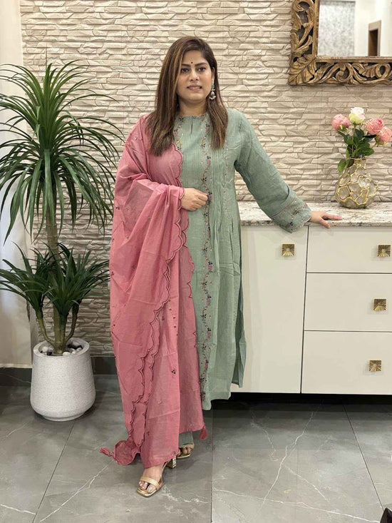 cotton-crepe-embroidered-a-line-suit-set-with-cotton-lining-paired-with-contrast-embroidered-dupatta-earthy-green-1