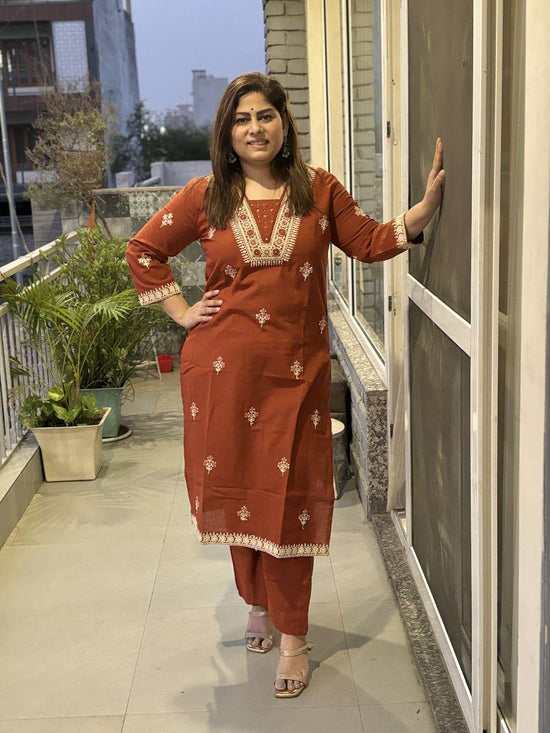 cotton-flex-embroidered-straight-fit-pant-set-rust-1