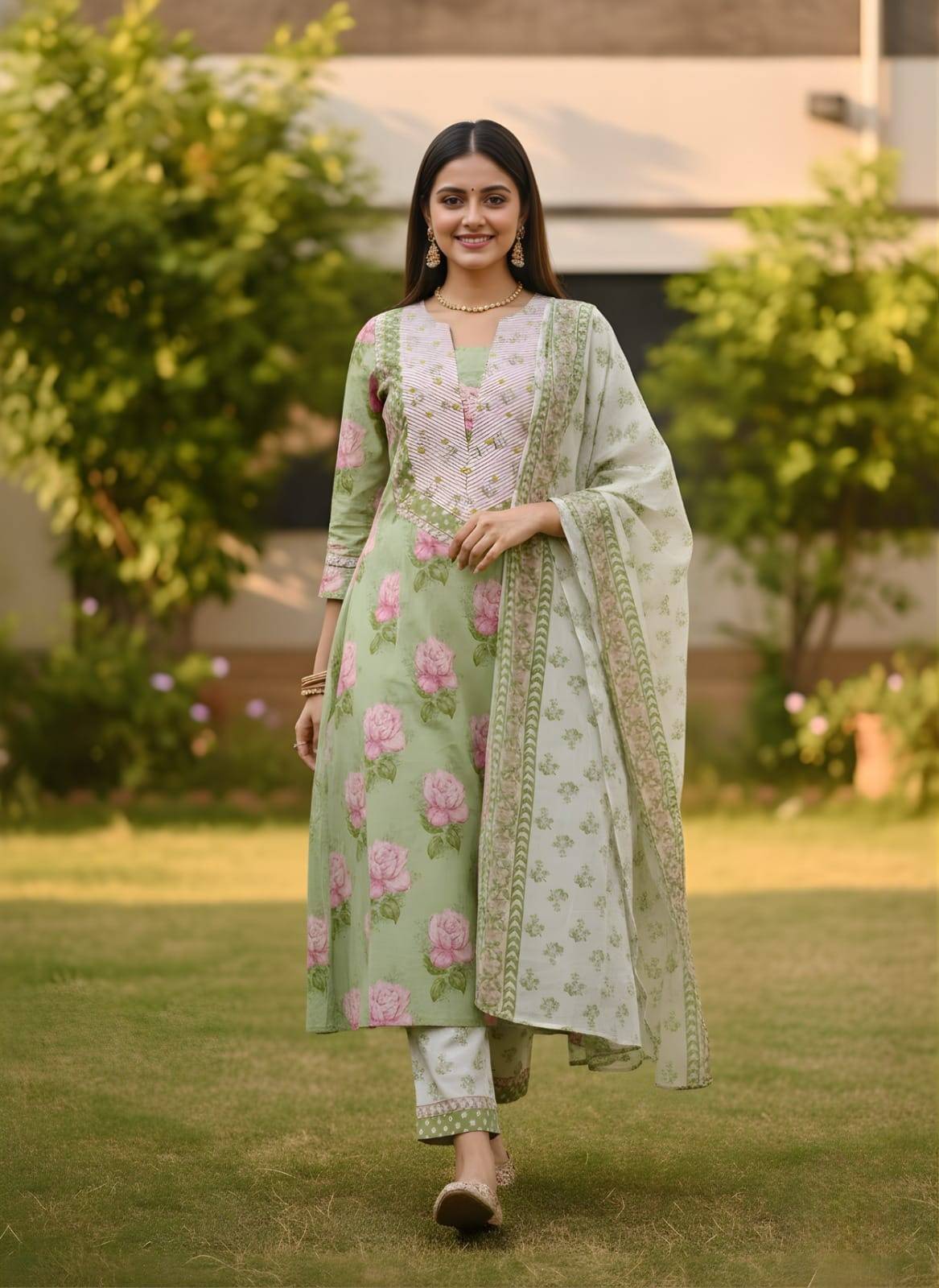 cotton-floral-print-a-line-suit-set-pista-green-1