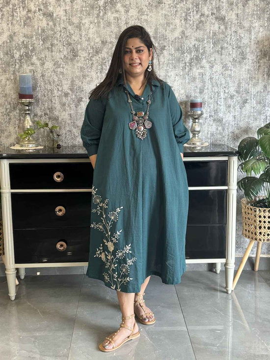 cotton-handloom-a-line-embroidered-oversized-dress-teal-green-1