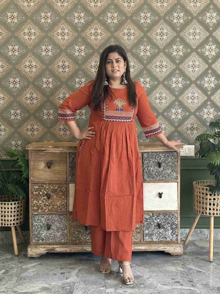 cotton-handloom-pant-setvwith-embroidery-at-front-back-rust-1