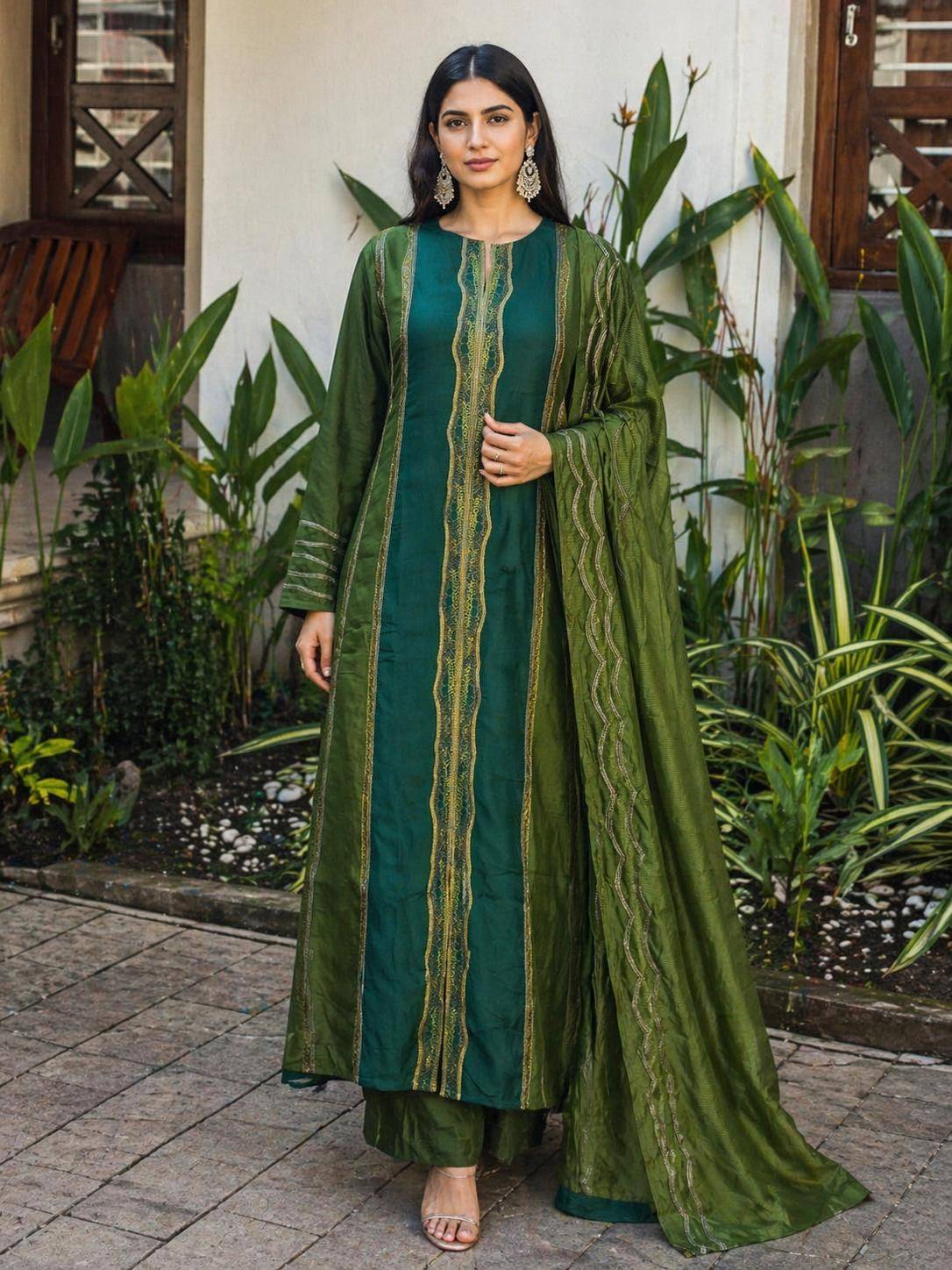 cotton-silk-a-line-embroidered-suit-set-with-mul-cotton-lining-green-1
