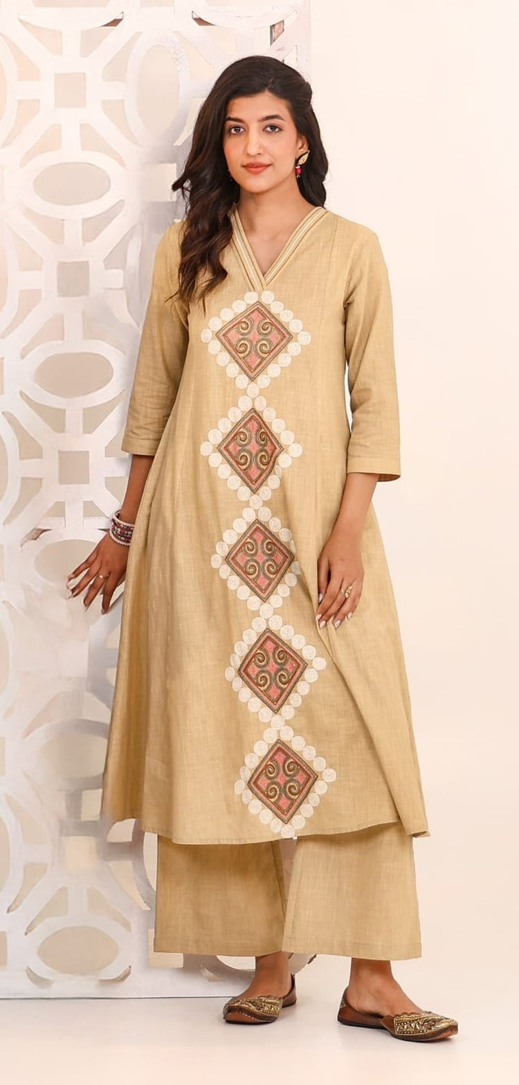 cotton-slub-a-line-embroidered-pant-set-with-pockets-almond-1