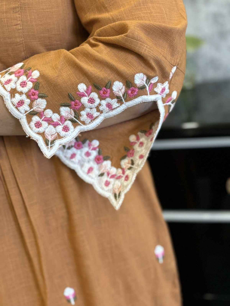 cotton-slub-embroidered-pant-set-with-lining-rust-brown-3