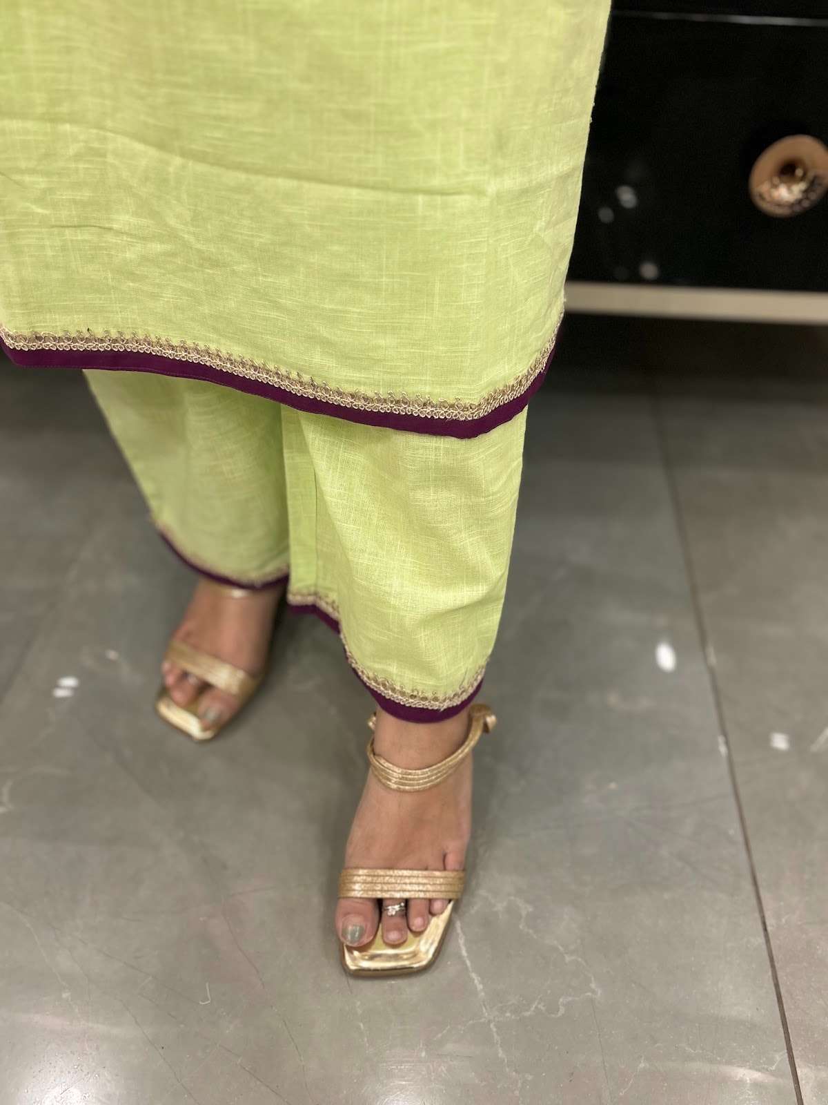 cotton-slub-lace-panelled-pant-set-green-4