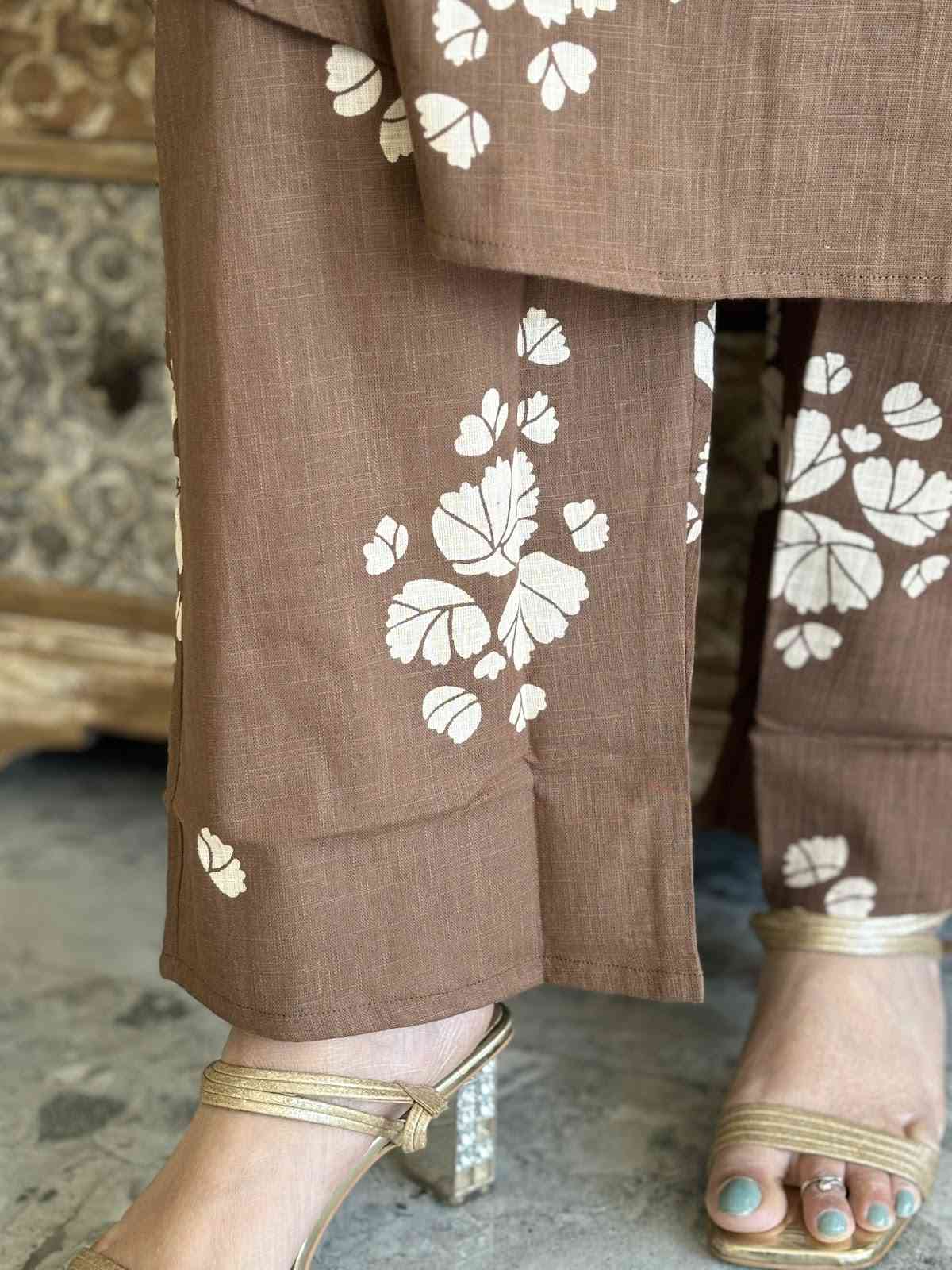 cotton-slub-pant-set-with-knot-work-mirror-work-brown-4