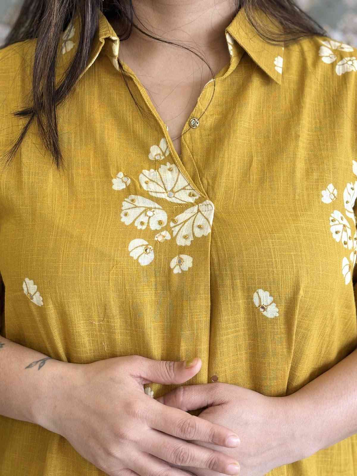 cotton-slub-pant-set-with-knot-work-mirror-work-mustard-2