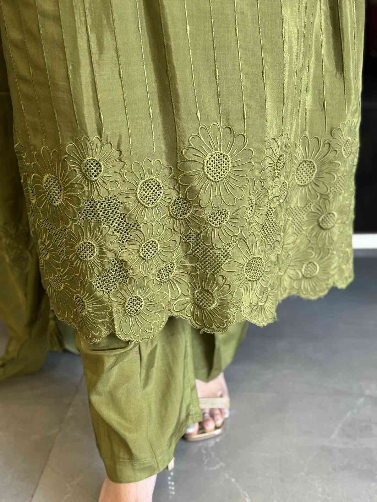 crepe-cut-work-straight-fit-suit-set-with-monotone-embroidery-paired-with-organza-embroidered-dupatta-mehendi-green-2