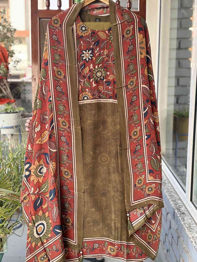 crepe-kalamkari-print-straight-fit-suit-set-paired-with-pure-crepe-kalamkari-print-dupatta-mehendi-green-1