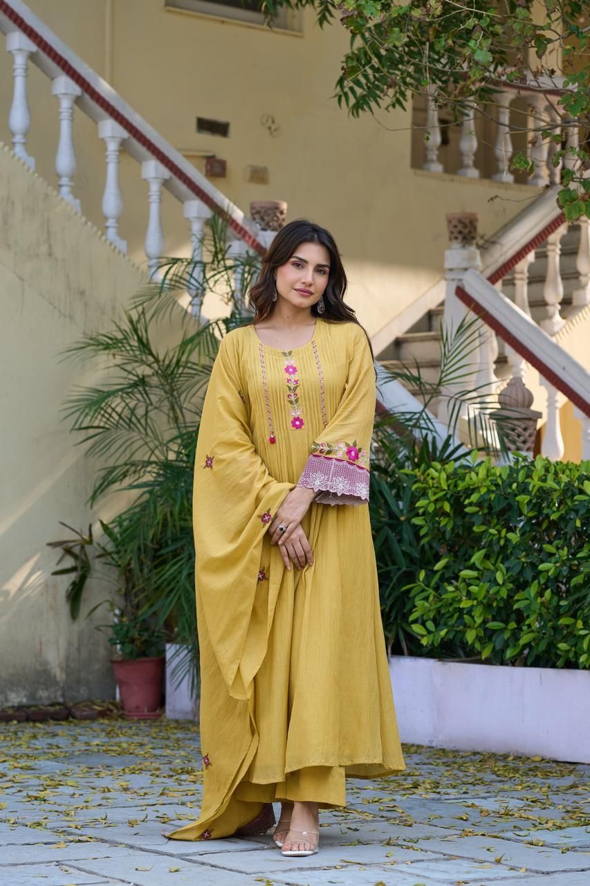 crush-cotton-embroidered-suit-set-with-gathers-paired-with-mul-cotton-embroidered-dupatta-yellow-1