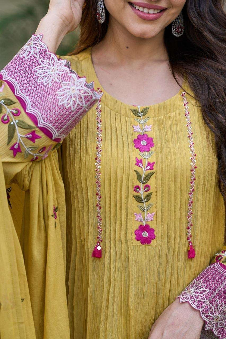 crush-cotton-embroidered-suit-set-with-gathers-paired-with-mul-cotton-embroidered-dupatta-yellow-2