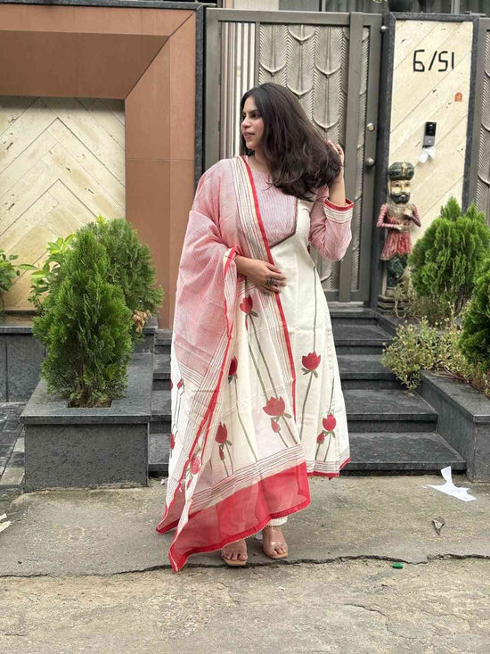 exclusive-chanderi-hand-block-print-a-line-suit-set-off-white-and-red-1