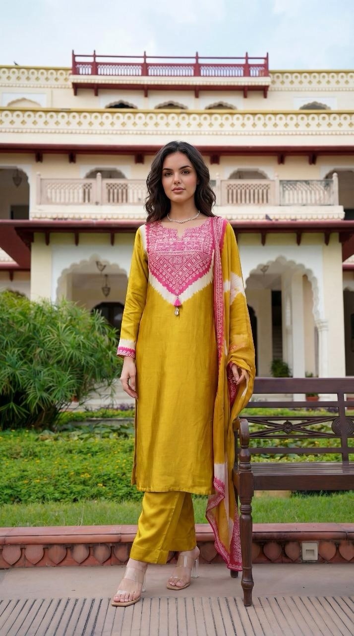 gajji-silk-shibori-print-suit-set-paired-with-shibori-print-organza-dupatta-mustard-1
