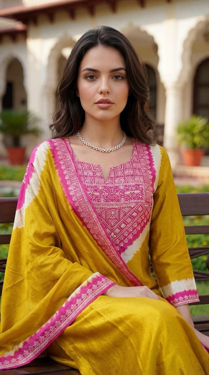 gajji-silk-shibori-print-suit-set-paired-with-shibori-print-organza-dupatta-mustard-2