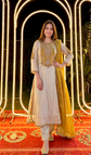 Pure Tissue A-line Embroidered Suit Set With Mul Cotton Lining in Beige