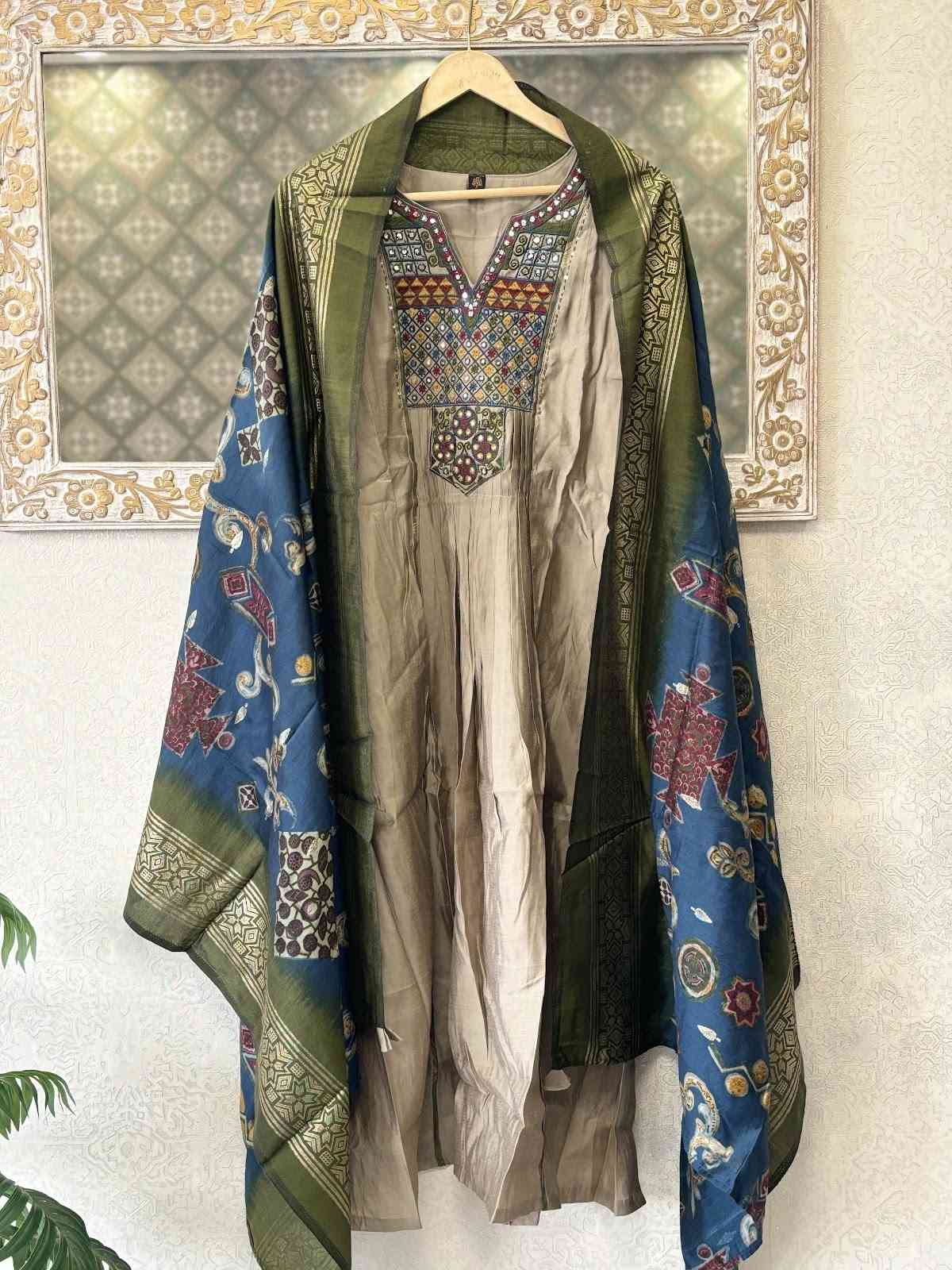 modal-silk-embroidered-a-line-suit-set-with-printed-dupatta-beige-1