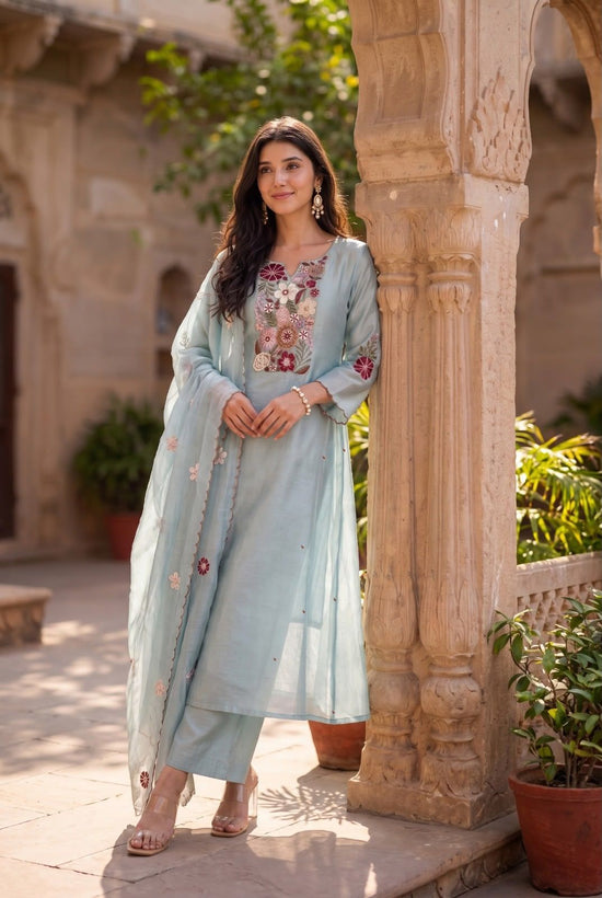 mul-chanderi-aa-line-embroidered-suit-set-with-side-gathers-mul-cotton-lining-pastel-blue-1