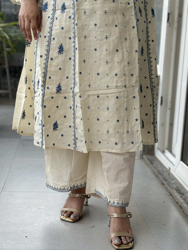 mul-chanderi-chikankari-a-line-suit-set-with-cotton-embroidered-pants-ivory-and-blue-4