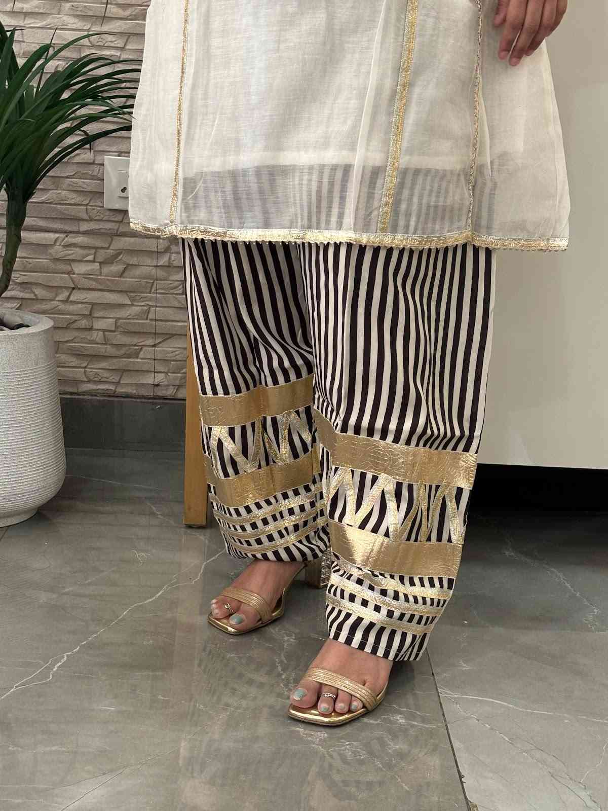 mul-chanderi-co-ord-set-with-mul-chanderi-top-with-cotton-lining-paired-with-pure-crepe-gota-embroidered-farshi-salwar-ivory-5