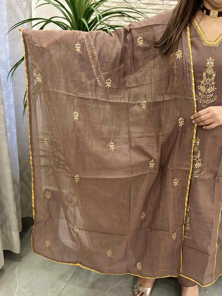 mul-chanderi-embroidered-a-line-suit-set-with-panelling-gota-work-brown-5