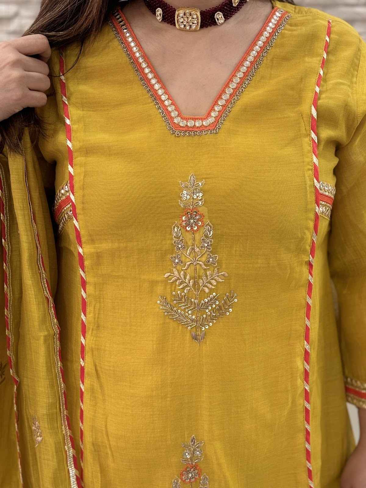 mul-chanderi-embroidered-a-line-suit-set-with-panelling-gota-work-mustard-2