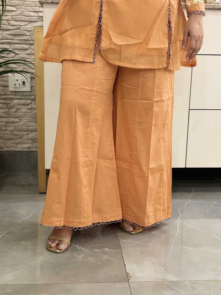 mul-chanderi-embroidered-co-ord-set-with-lining-front-slit-paired-with-kali-palazzo-peach-4