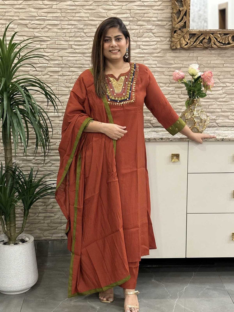 mul-chanderi-hand-embroidered-a-line-suit-set-with-cotton-lining-rust-1