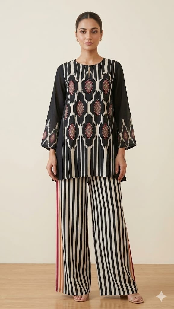 mul-chanderi-knot-work-digital-print-a-line-co-ord-set-with-mul-cotton-lining-black-1