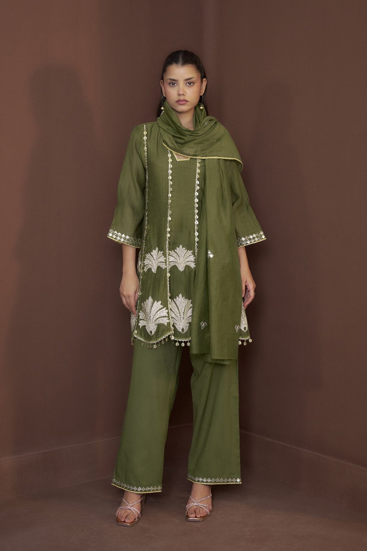 mul-chanderi-short-kurta-embroidered-anarkali-with-coin-tassels-mehendi-green-2