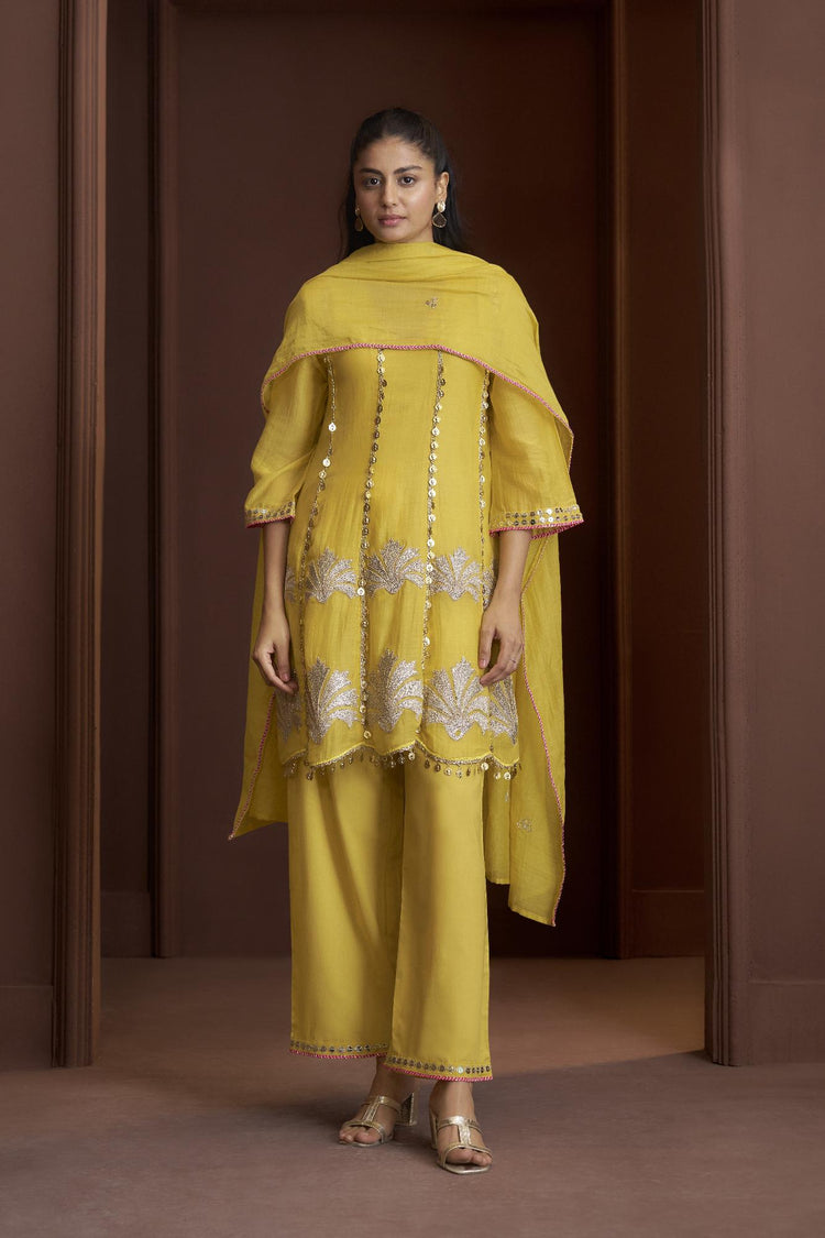 mul-chanderi-short-kurta-embroidered-anarkali-with-coin-tassels-yellow-1