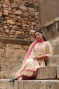 Mul Cotton Embroidered A-line Suit With Lining Paired With Kota Doria Ombre Shade Dupatta in Pastel Yellow