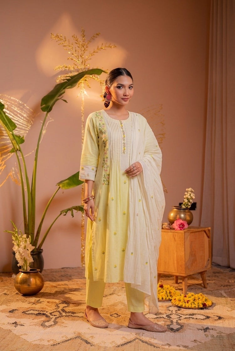 mul-cotton-embroidered-panelled-suit-set-with-separate-mul-cotton-inner-lemon-yellow-1
