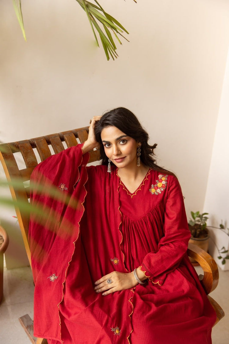 mul-kota-cotton-a-line-embroidered-suit-set-with-gathers-lining-maroon-3